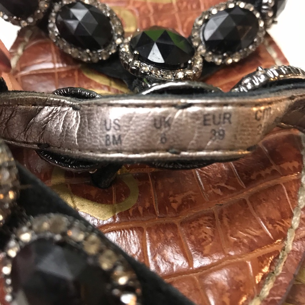Sam Edelman Black Rhinestone Thong Sandals Sz 8 - Picture 5 of 8